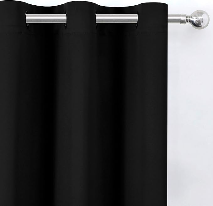 Black Thermal Blackout Curtains/38 x 63 Inch/Set of 2 Panels Room Darkening - Image 7
