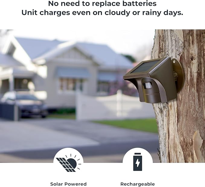 eMACROS Single Solar Sensor Incompatible with Pre-2022 Versions— 1/2 Mile Long Range Motion Sensor for Long Driveways, Homes & Large Properties, Outdoor Weatherproof Security Alert System