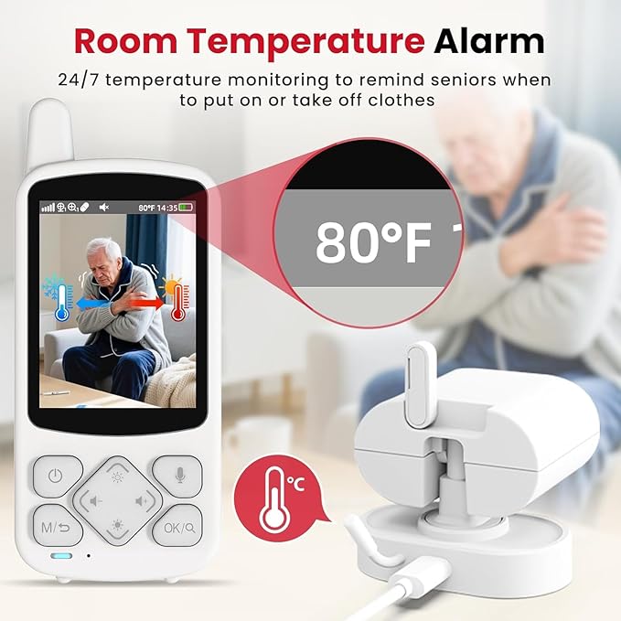 CallToU Elderly Monitor with Camera and Audio, 2-Way Talk Baby Monitors for Elderly No Wi-Fi Video Monitor for Elderly,Call Button for Elderly Home/Nursing Home Use | for Seniors, Dementia Patients