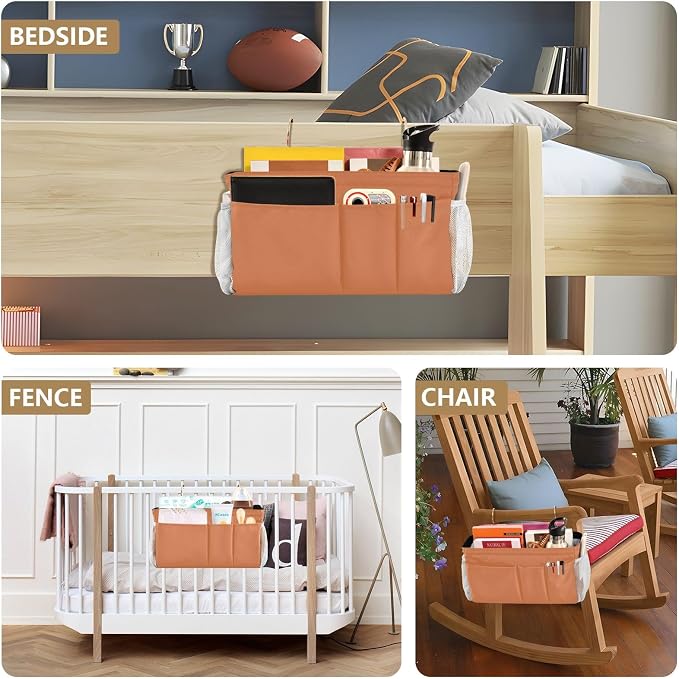 DOMIKING Orange Bedside Caddy for Dorm Bed Recliner Armrest Organizer - Image 8