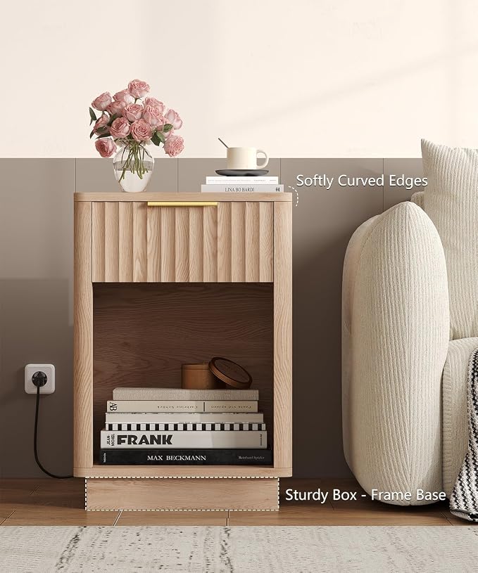 Akxomel Fluted Nightstand Bedside Table - Image 4
