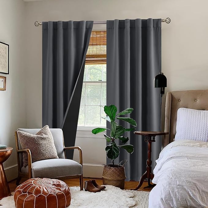 BGment Dark Grey 100% Blackout Curtains - Image 9