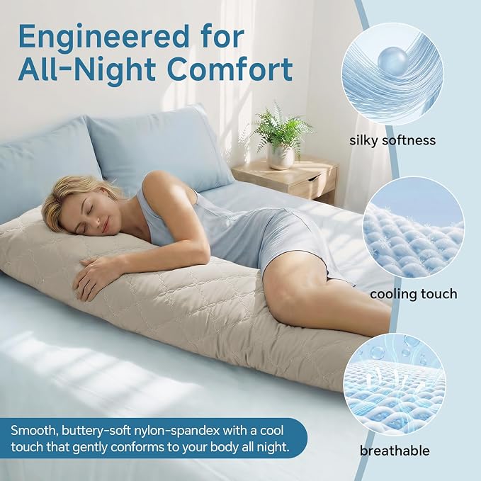 BEDELITE Cooling Body Pillow, Memory Foam Filled, 20x54 Inches | Soft & - Image 2