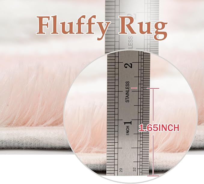 Pink 6x9 Area Rug for Living Room Soft Checkered Shag Carpet | Machine Washable - Image 7