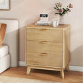 LYNCOHOME 3 Drawer Fluted Nightstand, Modern Wood Night Stand by LYNCOHOME