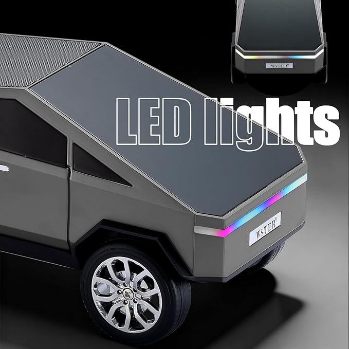 WSTER Portable Car Model Bluetooth Speaker with HD Stereo Sound, TWS Dual Pairing, LED Display, Truck-Style Wireless Speaker for Home, Office, Gaming & Collectible Display (Grey)