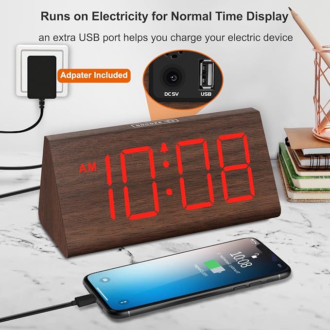 DreamSky Wooden Digital Alarm Clock - Image 5