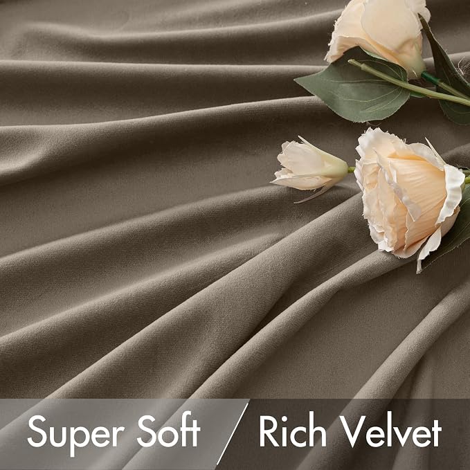 MIULEE Taupe Velvet Pinch Pleat Blackout Curtains W52 X L90 Inches | 2 Panels - Image 5