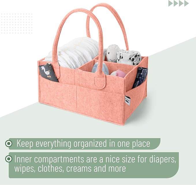 Mr. Pen- Baby Diaper Caddy Organizer, Coral | Nursery Storage Bin and Car - Image 4