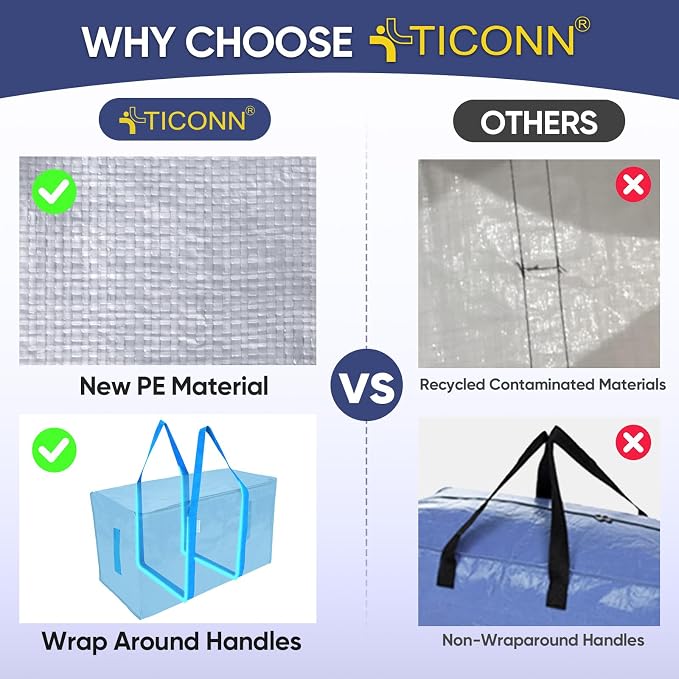 TICONN 8 Pack Extra Large Moving Bags Heavy Duty - Image 4