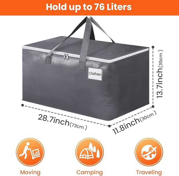 BlissTotes Large Moving Bags, Storage Bags, 76L-4 Pack | Moving Bags - Image 2