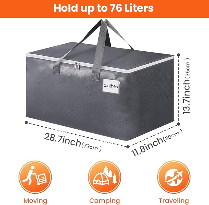 BlissTotes Large Moving Bags, Storage Bags, 76L-6 Pack | Moving Bags - Image 2
