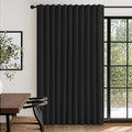 Linen Textured Total Blackout Sliding Door Curtains 84 Inches Long, Thermal by 100BlackoutShield