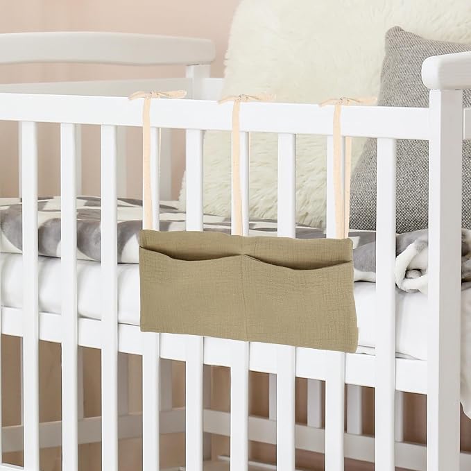 uxcell Bedside Caddy, 2 Pocket Cotton Bedside Hanging Storage Bag, Soft Cotton by uxcell