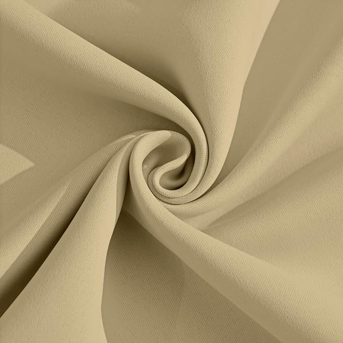Yakamok Blackout Curtains 38x72 inch Beige Thermal Drapes-Bedroom | 2 panels - Image 4