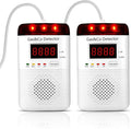 2 Packs Combination Gas & Carbon Monoxide Detectors Plug in, Portable CO Detector with Digital Display Audible & Visual Alarm, Gas & CO Alarm Applicable to for Home, Kitchen, Hotel