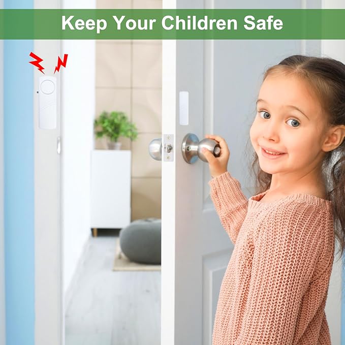 Door Window Alarm, 90dB Door Alarms Sensor for Kids Safety, Home Security, Door Window Burglar Alarm, Window Pool Alarms for Home, Apartments, Offices, Hotel Rooms (3pack)