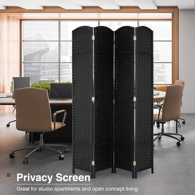 Room Divider 4 Panel 5.6 FT Tall Privacy Screen Waterproof Wood Frame Partition - Image 7