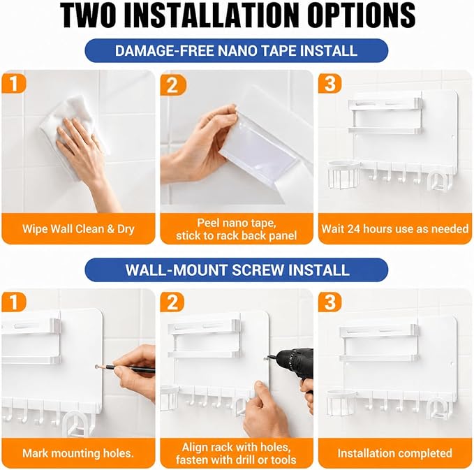 Metal Bedside Wall Shelf, 【No Drill】 Wall Organizer - Image 7