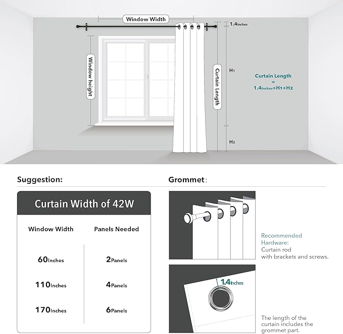 Deconovo Curtains for Living Room, Pattern Blackout Curtains 63 Inches Long | - Image 9