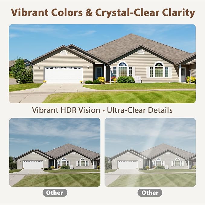 EVERSECU 2K Window Camera with Adhesive Mount, Starlight Color Night Vision, Motion Detection, 2-Way Audio, 2.4G/5G WiFi, Work with Alexa, Perfect for Front Door, Porch, Backyard Monitoring(4pack)