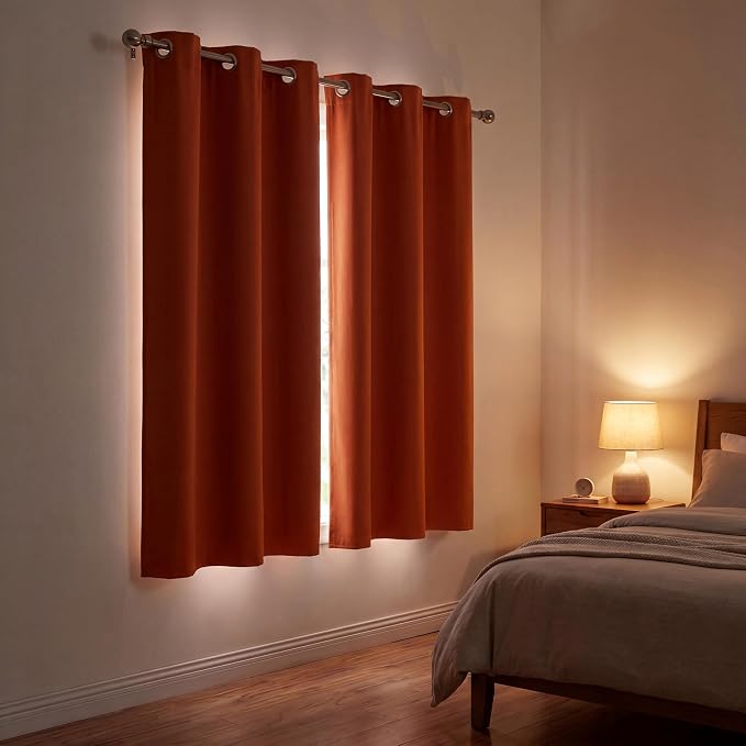 Diraysid Orange Grommet Blackout Curtains - Image 3