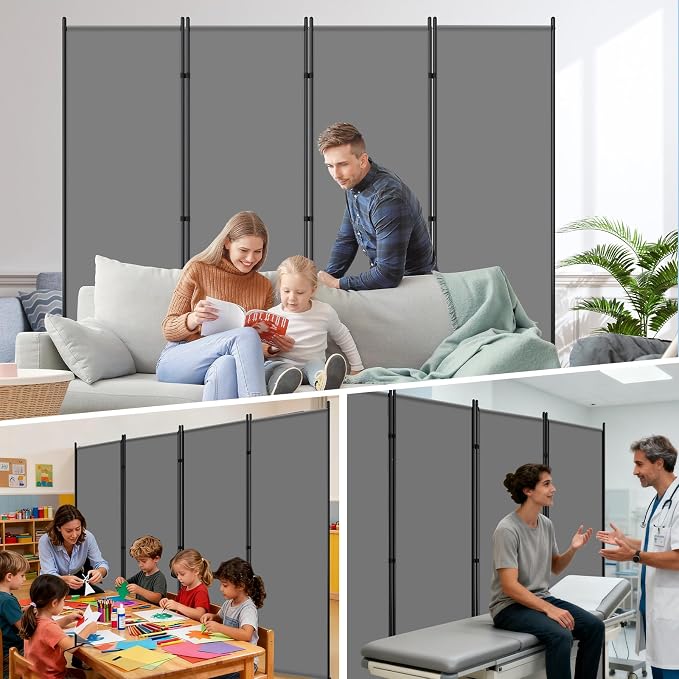 AKTOP 4 Panel Room Divider, Non-See-Through Freestanding Screen - Image 7