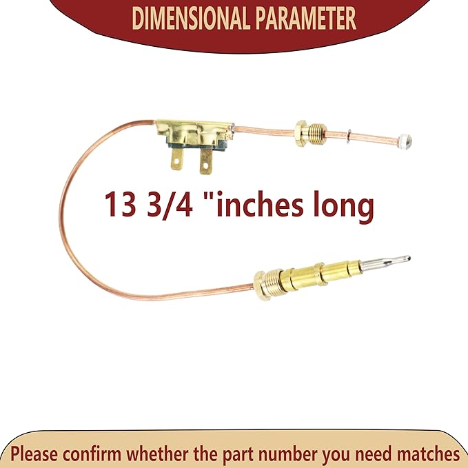 lrnyso heaters Thermocouple 13 3/4" 113884-01 26654 fits Desa, Reddy, All-Pro, Universal, NR, Sears, Remington Air Heaters etc