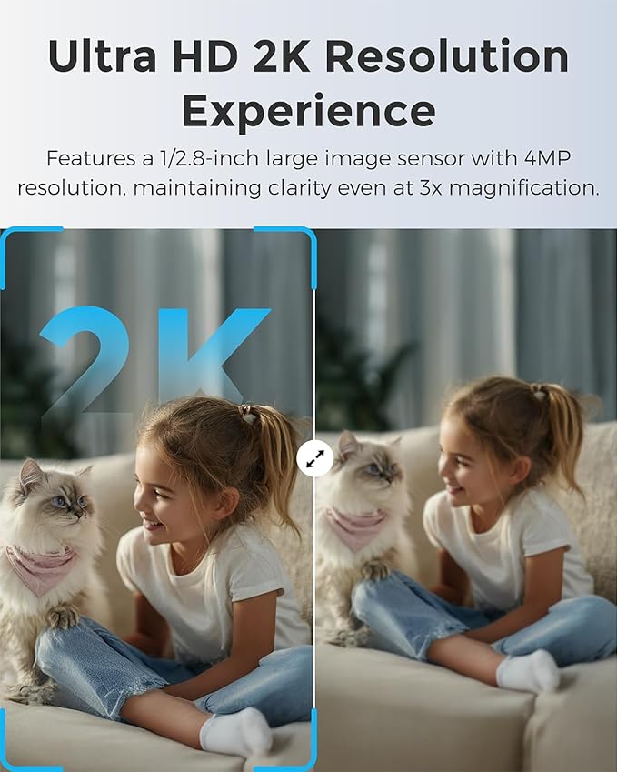 Devo CCAZ10 Security Camera 2K | Indoor &Outdoor|Baby Camera & Pet Monitor | Color Night Vision, 2-Way Audio, Live Stream, Motion Alerts & Notifications White,1 Cam