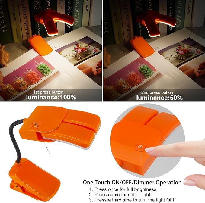 BIGMONAT Battery Operated Clip on Light, Dimmable Brightness Eye Care Book - Image 3