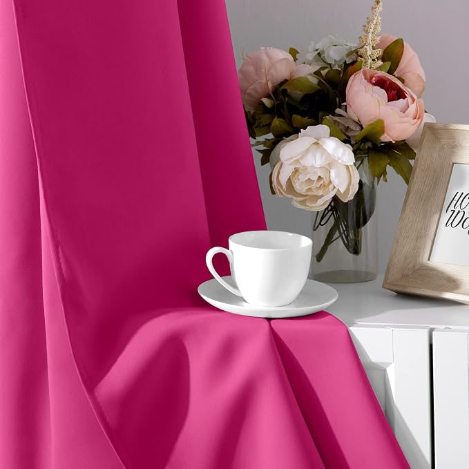 HOMEIDEAS Raspberry Blackout Curtains, Hot Pink Curtains - Image 7