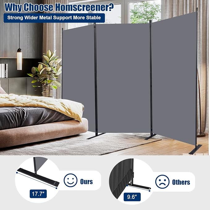 Room Divider 3 Panel-102''Wide, 6FT Room Dividers and Folding Privacy Screen | - Image 2