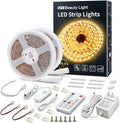 MY BEAUTY LIGHT LED Strip Lights Warm White,65.6ft Dimmable LED Light Strip with RF Remote,1200 Bright 3000K 2835 LEDs,Plug-in Adhesive Rope Lights with Timing Mode for Living Room Bedroom Kitchen