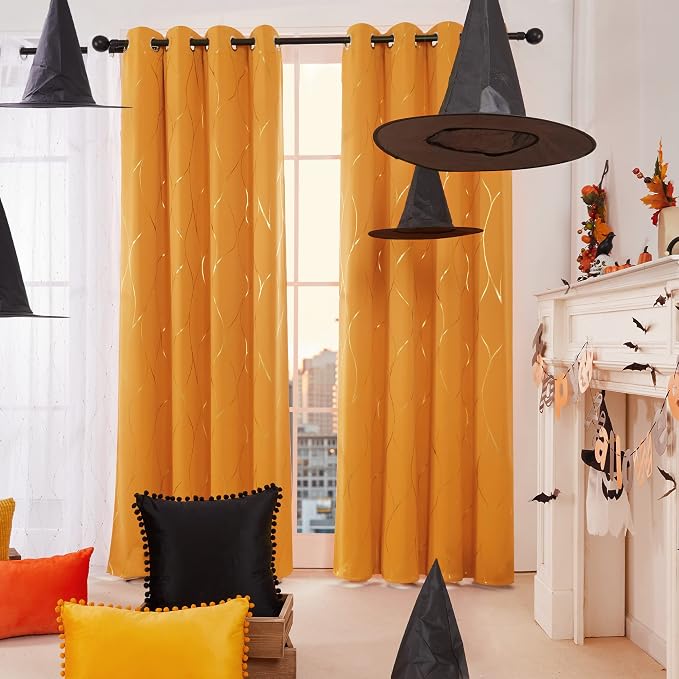 Deconovo Curtains for Living Room, Pattern Blackout Curtains 63 Inches Long | - Image 2