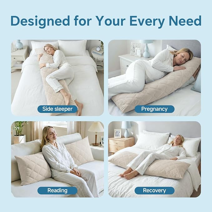 BEDELITE Cooling Body Pillow, Memory Foam Filled, 20x54 Inches | Soft & - Image 5