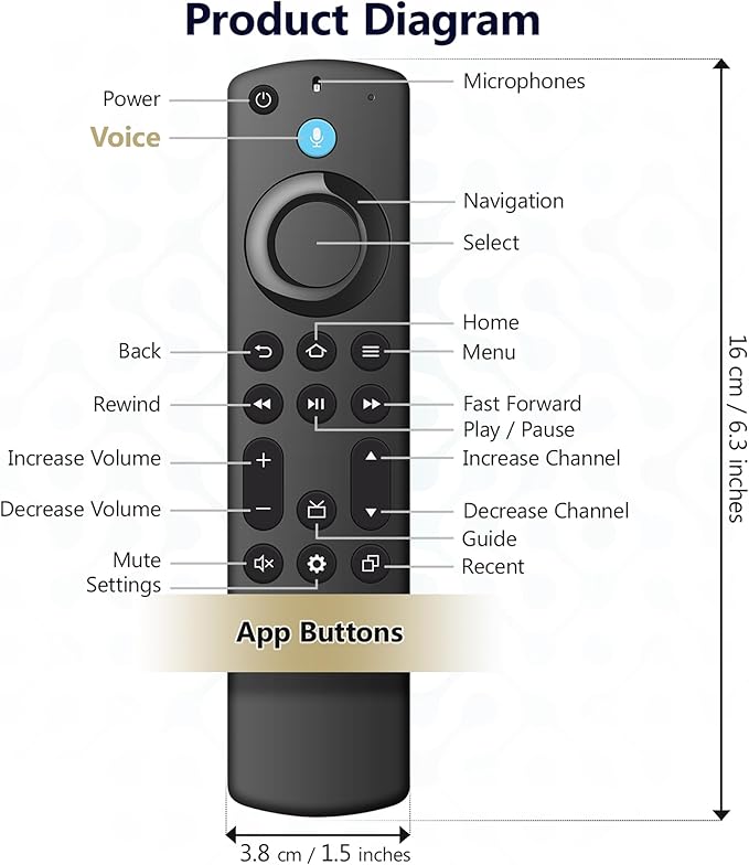 Replacement Voice Remote for Fire Smart Stick 4K/4k Max(1st/2nd Gen),Stick(2nd/3rd Gen)/Lite/HD,TV Cube,Remote for 3rd Gen,Omni,QLED Series,Some TCL,Hisense Smart TVs