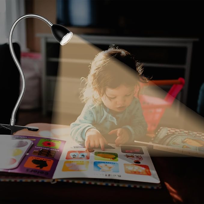 Desk lamp Eye-Caring Table Lamps, 360°Rotation Gooseneck Clip on Lamp Reading - Image 8