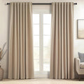 Topfinel Blackout Linen Blend Curtains 84 inch Long 2 Panels, Back Tab by Topfinel