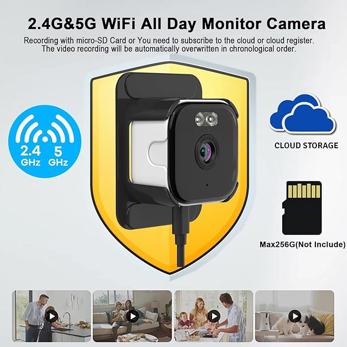 2K Window Cameras for Home Security, 2.4GHz & 5GHz WiFi Baby/Pet Camera with Phone APP, BlackLight Color Night Vision Indoor/ Outdoor View Camera with AI Motion Detectio, 2-Way Audio, Window Mount