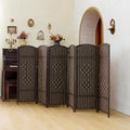 Compact 6 Panel Short Room Divider, 47.2 Inch Tall Double-Sided Rattan Folding by PawlaBay