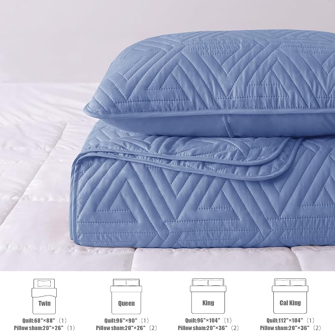 Whale Flotilla Soft Geometric King Quilt Set - Image 5