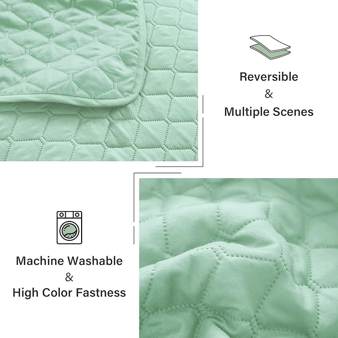Exclusivo Mezcla Reversible Full Queen Quilt Bedding Set, Light Green | - Image 6