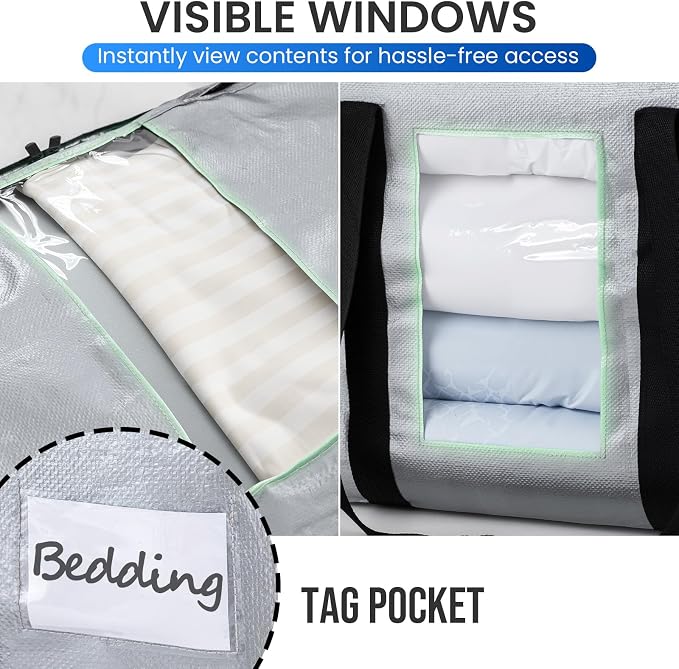 TAILI 2 Tier Moving Bags, 2 Pack Silver Storage Bags - Image 7