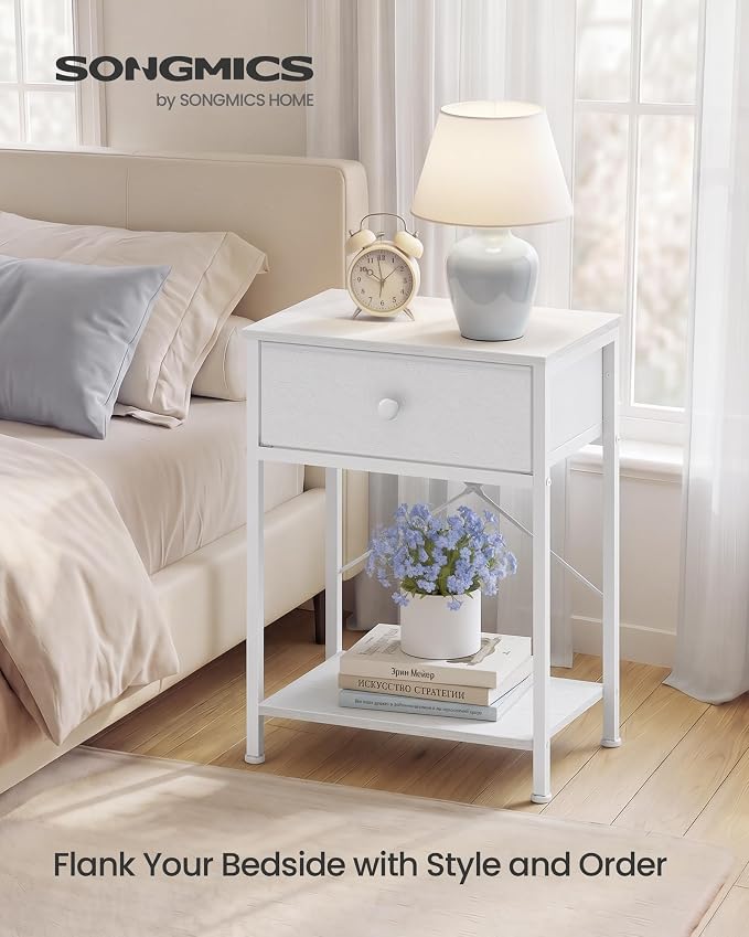 SONGMICS Bedside Table with Drawer, Nightstand with Lower Shelf | Side End Table - Image 3