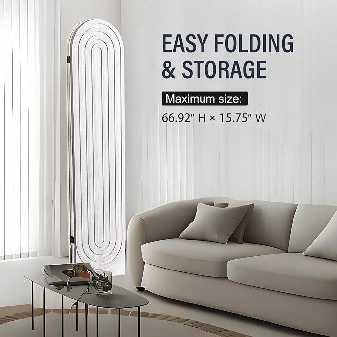 4 Panel Arched Room Divider Screen Folding Privacy Screen, 66.9" H Privacy - Image 6
