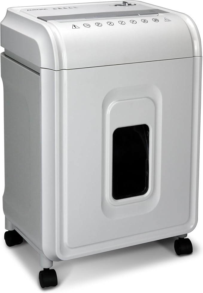 Aurora High-Security 12-Sheet Micro-Cut Paper/CD and Credit Card Shredder with 5.7 Gallon Pullout Basket / 60 Mins Running Time/Security Level P-4