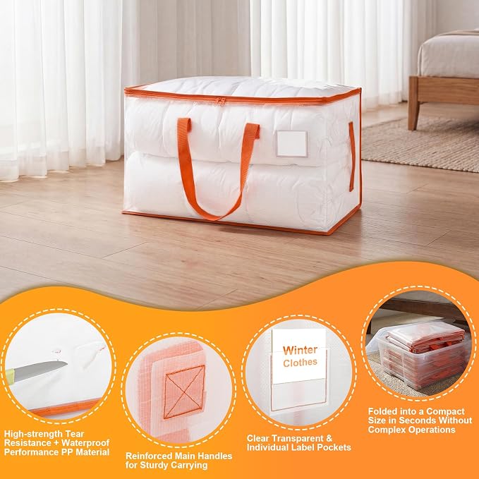 KYODOLED 6-Pack Clear Moving Bags Heavy Duty Extra Large, Storage Totes | - Image 8