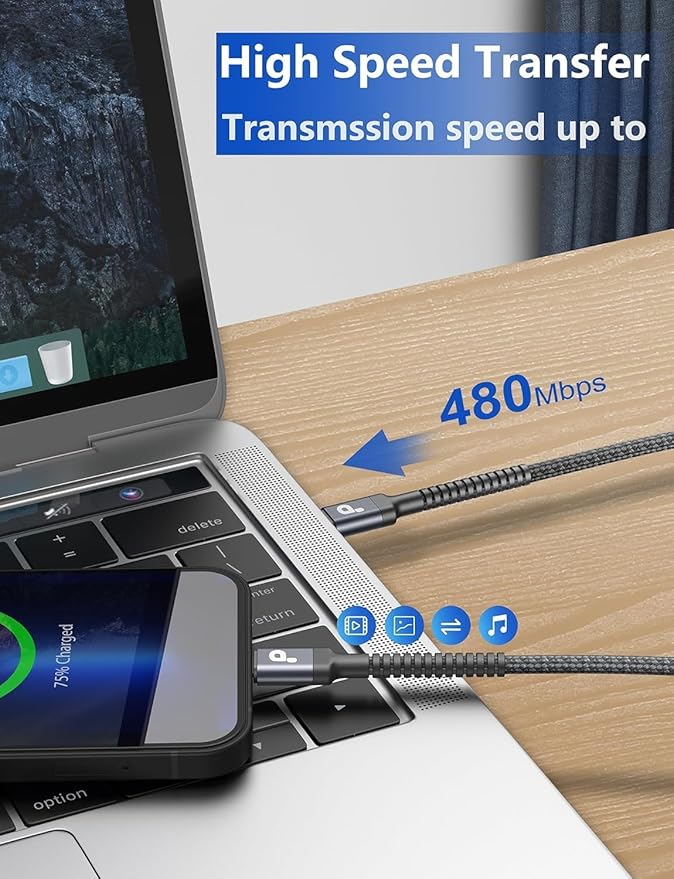USB A to USB C Cable 15FT Extra Long, USB C Cable Fast Charging, Upgraded Extra Durable Braided USB C Cord for iPhone 17 16 15 Pro Max, MacBook Pro, Sam sung Galaxy S10 S9 Plus, LG and More-2Pack
