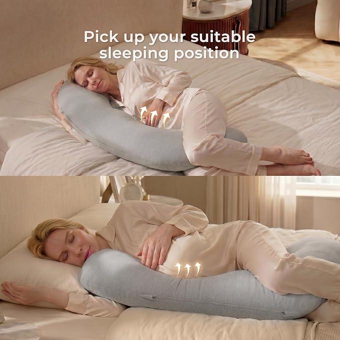 Momcozy J Shaped Pregnancy Pillow, Maternity Body Pillow - Image 8