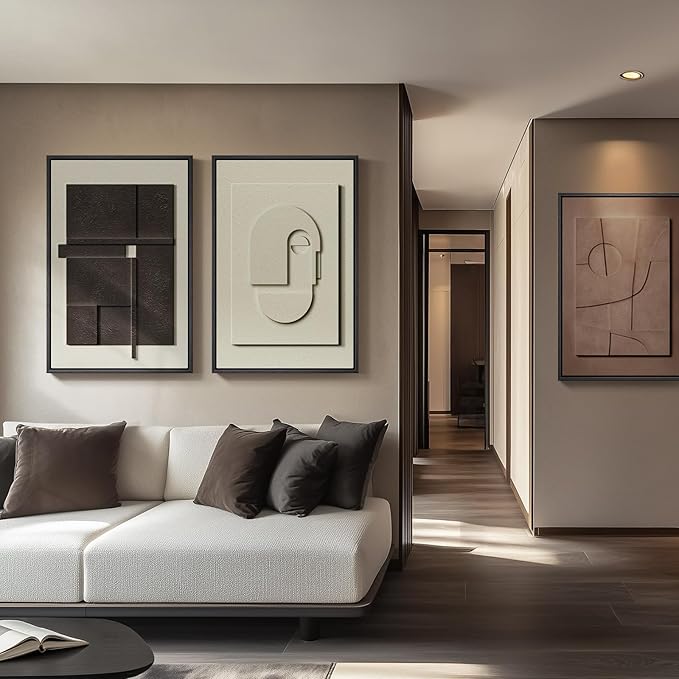 3D Large Framed Brown Abstract Wall Art - Image 2